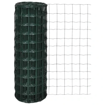 Image of vidaXL Euro Fence Green Coated Steel Wire, Rust Resistant, Durable PVC Coated, Ideal for Garden, Farm, Industry, Poultry &amp; Puppy Protection