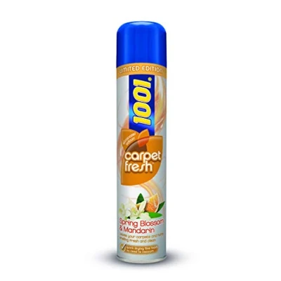 Image of 1001 Carpet Fresh Spring Blossom &amp; Mandarin Limited Edition 300ML Eliminates odours and Leaves Carpets Smelling Clean. Quick Drying fine Foam, no Need to Vacuum.