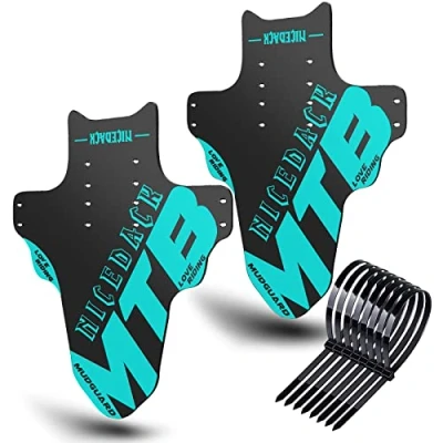 Image of NICEDACK Mudguards Mountain Bike, 2 Pieces Mudguard Fit 20 29 Inch MTB Front and Rear Compatible Bicycle Splash Guard (Cyan)