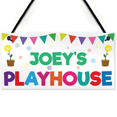 Image of RED OCEAN Personalised Child&#039;s Playhouse Name Sign Hanging Plaque Son Daughter Gift