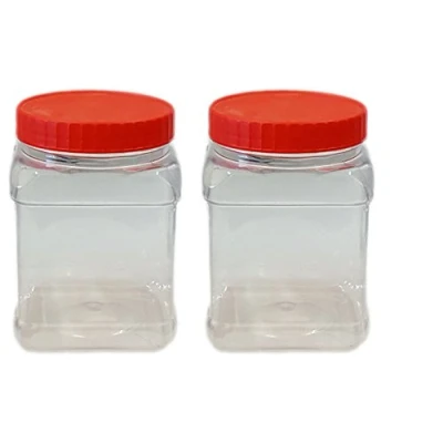 Image of Sunpet J1000SQ 1000ml Plastic Food Storage Canisters, Red (Pack of 2)