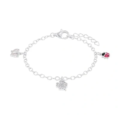 Image of Prinzessin Lillifee bracciale in acciaio inossidabile per ragazze, bambini, con zirconi sintetici, 12 + 2 cm, argento, cuore, fornito confezione regalo gioielli, 2034000