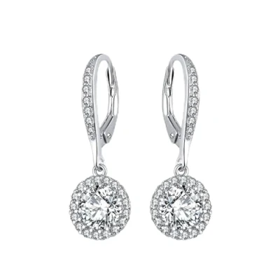 Image of LOKILOKI 925 Sterling Silver Drop Earrings Women Jewelry Accessories S925 Clear Round Aaaa Cz