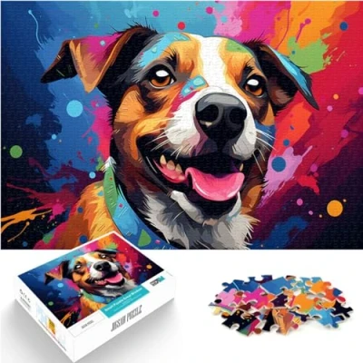 Image of Puzzles Games Colorful Psychedelic Jack Russell Terrier Jigsaw 1000 Pieces for Adults Wooden Great Gift 1000pcs（50x75cm）