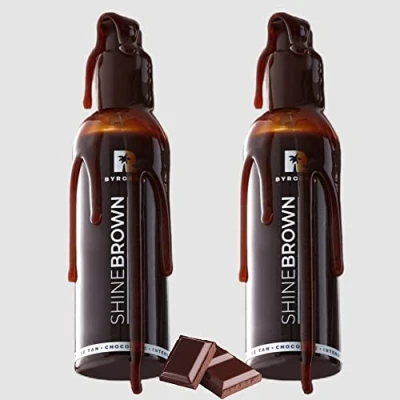 Image of 2 TUBS BYROKKO Original SHINE BROWN Chocolate tanning Oil x 145ml EACH, Super effective in beds and Outdoor Sun