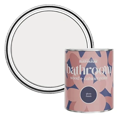 Image of Rust Oleum Grey Moisture Resistant Bathroom Wood and Cabinet Paint in Gloss Finish Fleur 750ml