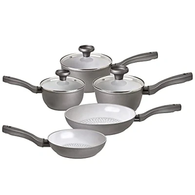 Image of Prestige Earth Pan Non Stick Ceramic Set of 5 Toxic Cookware Set, Induction Ready, Dishwasher Safe, Made in Italy