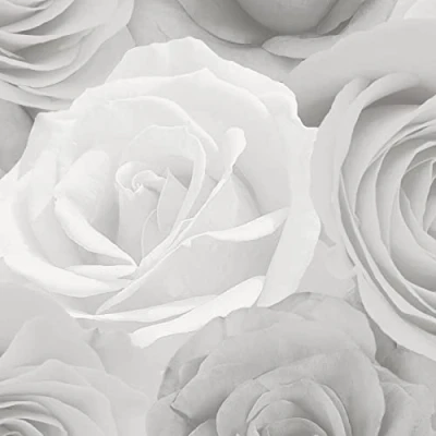 Image of Melany Rose Floral Wallpaper World of Ideal for Lounges, Bedrooms, Dining Rooms and Hallways (Grey)