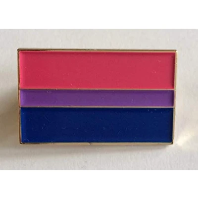 Image of MadAboutFlags Bisexual Pride Flag LGBT Rectangular Enamel Pin Badge