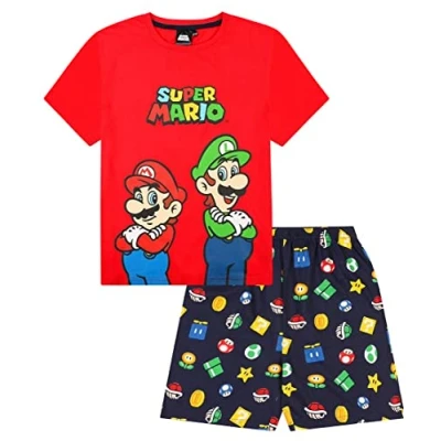 Image of Super Mario Nintendo and Luigi Boys Short Pyjama Set (11 12 Years) Red