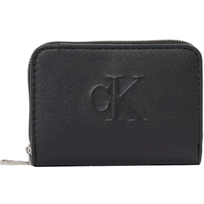 Image of Calvin Klein Jeans Sculpted FLAP ZIP Around Wallet, Women&#039;s, Size: One Size, Black