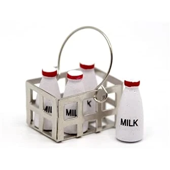 Image of Dolls House Miniature Door Step Kitchen Country Store Accessory Crate of Milk