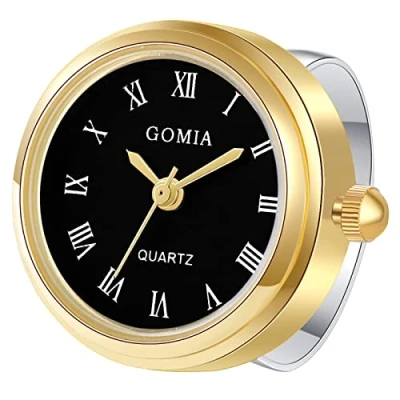 Image of JewelryWe Men Women Finger Watch Novelty Adjustable Ring Round Dial Roman Numeral Quartz Rings, for Mothers Day