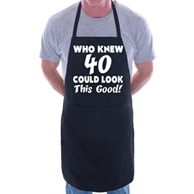 Image of Print4U 40th Birthday Who Knew 40 BBQ Cooking Funny Novelty Apron Black