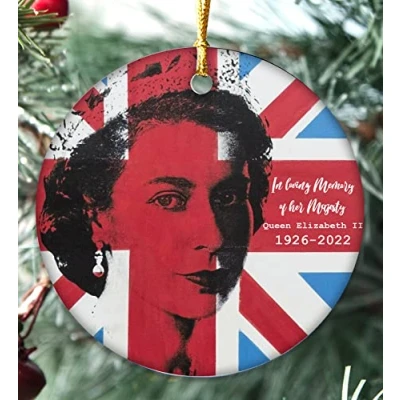 Image of 2022 Queen Elizabeth II Bauble, The Memorial Ornament, Queen’s Platinum Jubilee, Commemorative Christmas, Remembering Her Majesty (Queen Union Jack)