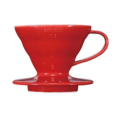 Image of Hario V60 Ceramic Coffee Dripper Pour Over Cone Maker Size 01, Red