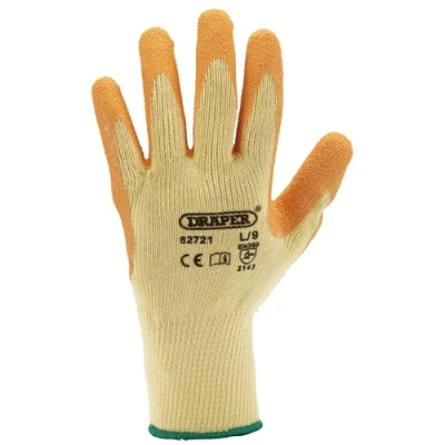 Image of Draper Heavy Duty Latex Coated Work Gloves, Large, Orange
