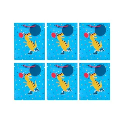 Image of UK Greetings Multipack of 6 Medium Gift Bags for Him/Boys Party Dinosaur Design