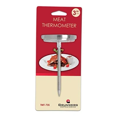 Image of Grunwerg Stainless Steel Meat Thermometer, 3&quot; Dial, silver