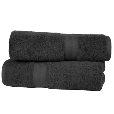 Image of Amazon Basics 2 Bath towel for bathroom, Fade Resistant 100% Cotton Towels, soft absorbent, Pack (70x140 cm), Black