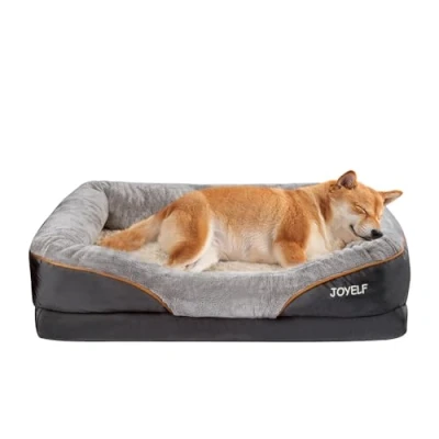 Image of JOYELF Large Memory Foam Dog Bed, Orthopedic Bed &amp; Sofa with Removable Washable Cover and Squeaker Toys as Gift