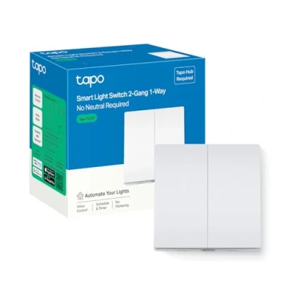 Image of Tapo Smart Light Switch 2 Gang 1 Way, Voice Control Switches ,Away Mode, No Neutral Needed, Battery included , Work with Alexa&amp;Google, Hub Required separately (Tapo S220)