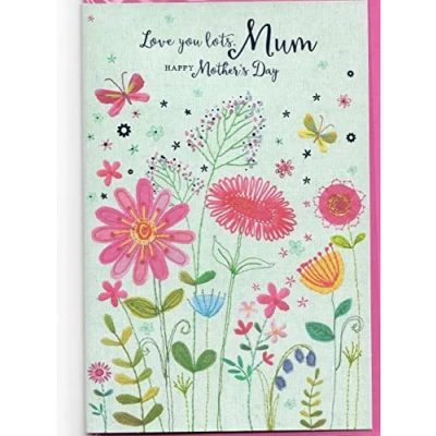 Image of Simon Elvin Mothers Day Card For Mum 23 x 15 Cm (9 6 inches) Love You Lots Happy Mother&#039;s Floral