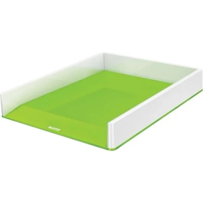 Image of Leitz 53611054 A4 Letter Tray Two Tone Design White/Green Duo Colour Wow Pack of 4