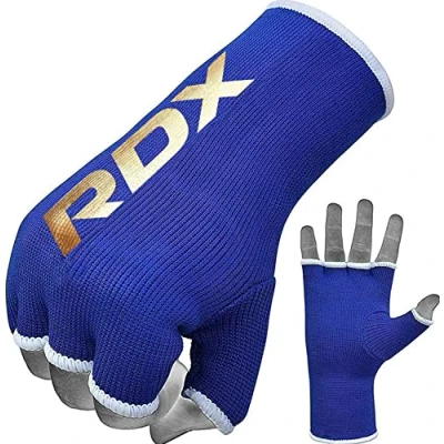 Image of RDX Boxing Hand Wraps Half Finger Inner Gloves for Punching Elasticated Bandages Fist Protection Great MMA, Muay Thai, Kickboxing, Martial Arts Training, Combat Sports, Home Gym (BLUE, M)