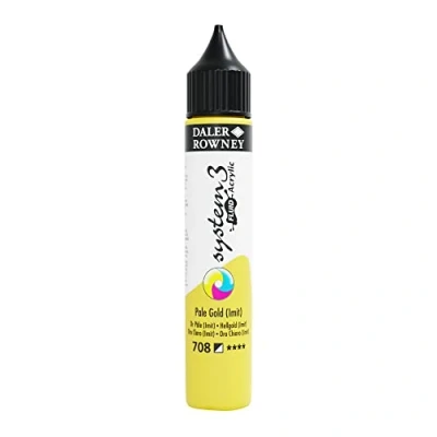 Image of Daler Rowney System3 Acrylic Paint, Plastic Bottle, Fluid, 1oz 29.5 ml, Pale Gold Imitation