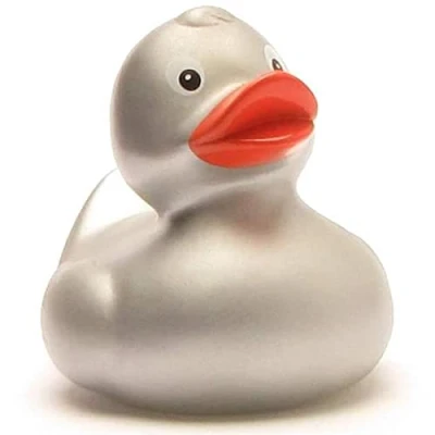 Image of Duckshop Silvana Bath Duck Silver I Squeaky L: 9 cm