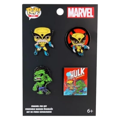 Image of Loungefly Pop! 4PKPN: MARVEL WOLVERINE 50TH ANNIVERSARY COMIC ACTION X Men Enamel Pins Cute Collectable Novelty Brooch for Backpacks &amp; Bags Gift Idea Official Merchandise