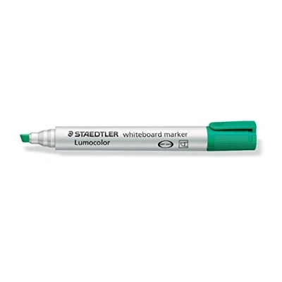 Image of Staedtler Lumocolor Green Chisel Tip Whiteboard Board Markers (10 Pack) Glass Porcelain Dry Wipe Fast Safe 351
