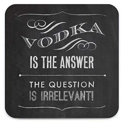 Image of Brainbox Candy Funny &#039;Chalk Vodka Answer Coaster&#039; Small Gift Ideas For Him Her Friends Birthday Housewarming Present New Home Gifts Women Men