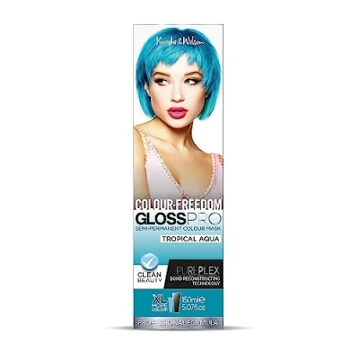 Image of Colour Freedom Gloss Pro 150ml Tropical Aqua Semi Permanent Hair Ultra Vibrant Vegan Mask with PurePlex Ammonia Free Lasts Up To 6 10 Washes