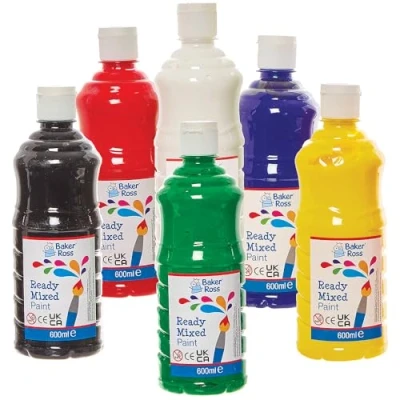 Image of Baker Ross FN163 Ready Mixed Paints Pack A of 6, Paint Value Bottles, for Kids