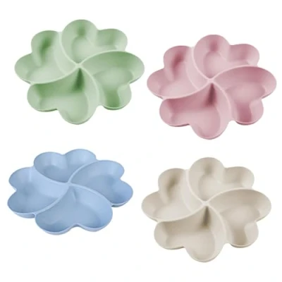 Image of Snack Tray,4 PCS Trays with Compartments,Compartment Tray,Serving Platters for Parties, Reusable Plastic Serving Snacks Fruit Nibbles Dessert Candies Nuts