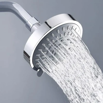 Image of WANTOUTH Shower Head 4 Inch High Pressure Fixed Rainfall Heads 5 Spray Settings Adjustable 360 Rotation Disc Headwith Brass Swivel Ball Joint for Home Hotel Bathroom