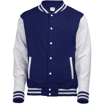 Image of Awdis Unisex Varsity Jacket (S) (Oxford Navy / Heather Grey)