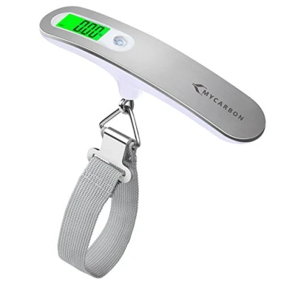 Image of Luggage Scale MYCARBON Portable Digital Electronic Suitcase Hanging Scales Weighing 110 Pound / 50 Killogram Capacity With Backlit Tare Function Lightweigh for Travel