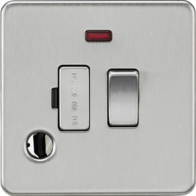Image of KnightsBridge 13A Switched Fused Spur with Neon and Flex Outlet Brushed Chrome
