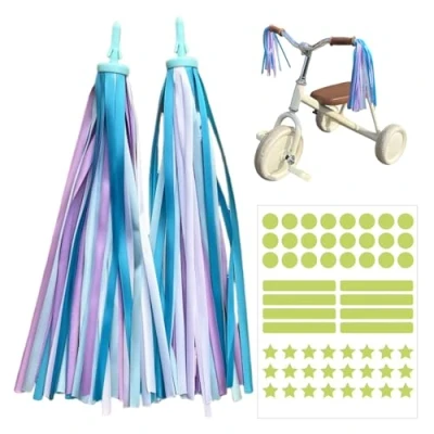 Image of WUFGWBD 1 Pair Of Bicycle Handlebar Streamers And Piece Reflective Stickers, Decorations, Children&#039;S Accessories