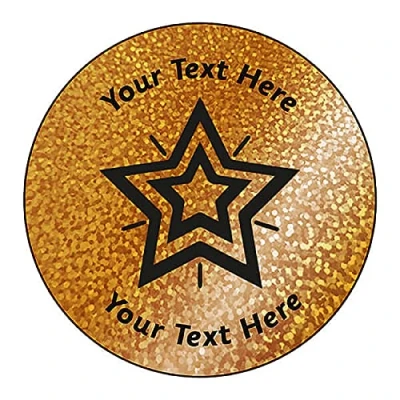 Image of 140 Personalised Holographic Sparkly Bronze Star Motivational School Praise Teachers Reward Stickers 37mm Primary Teaching Services