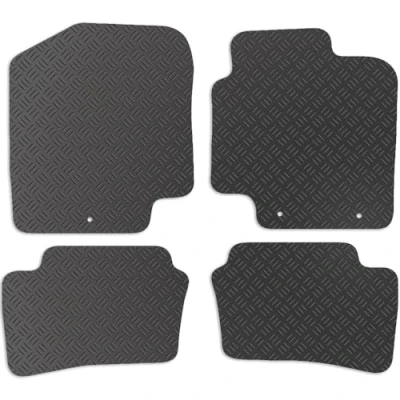 Image of Carsio Rubber Car Mats For Hyundai i20 2008 2014 Tailored Fit Floor Mat Set Complete Accessory Black Custom Fitted All Weather &amp; Heavy Duty, Anti Slip Backing with Clips