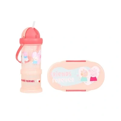 Image of Peppa Pig Toddler Lunch Box, Sipper ‘n’ Snacker Bottle Pink Multi Compartment Storage Side Clip Closure, BPA Free, Microwave/Dishwasher Safe