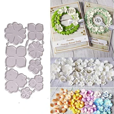 Image of 8pcs Flower Metal Die Cuts,Little Leaf Border Cutting Dies Cut Stencils for DIY Scrapbooking Album Decorative Embossing Paper Card Making