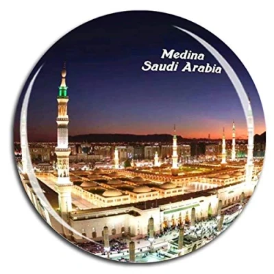 Image of Weekino Al Masjid an Nabawi Medina Saudi Arabia Asia Fridge Magnet 3D Crystal Glass Tourist City Travel Souvenir Collection Gift Strong Refrigerator Sticker