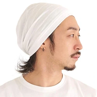 Image of Womens Light Weight Summer Beanie Mens 100% Cotton Slouchy Hat Slouch Knit Cap Chemo Headwear White M