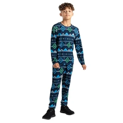 Image of Dare2B Unisex Kid&#039;s Pow Base Layer Set, Vivid Green/Moonlight Denim, 9 10 Years