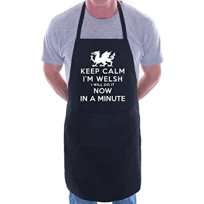 Image of Print4U Keep Calm I&#039;m Welsh Wales BBQ Novelty Cooking Apron Black
